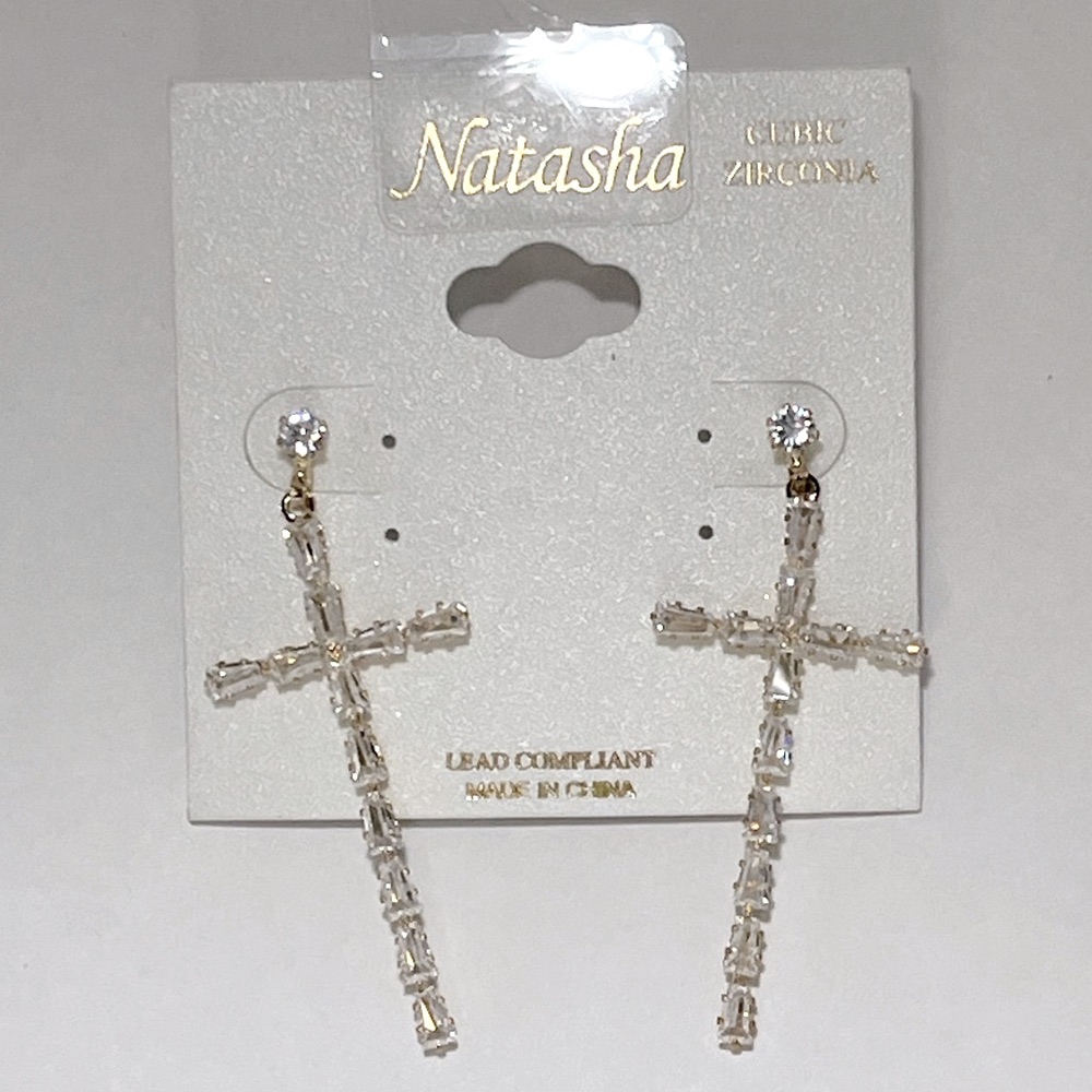 Natasha Linear Cross Earrings 25$